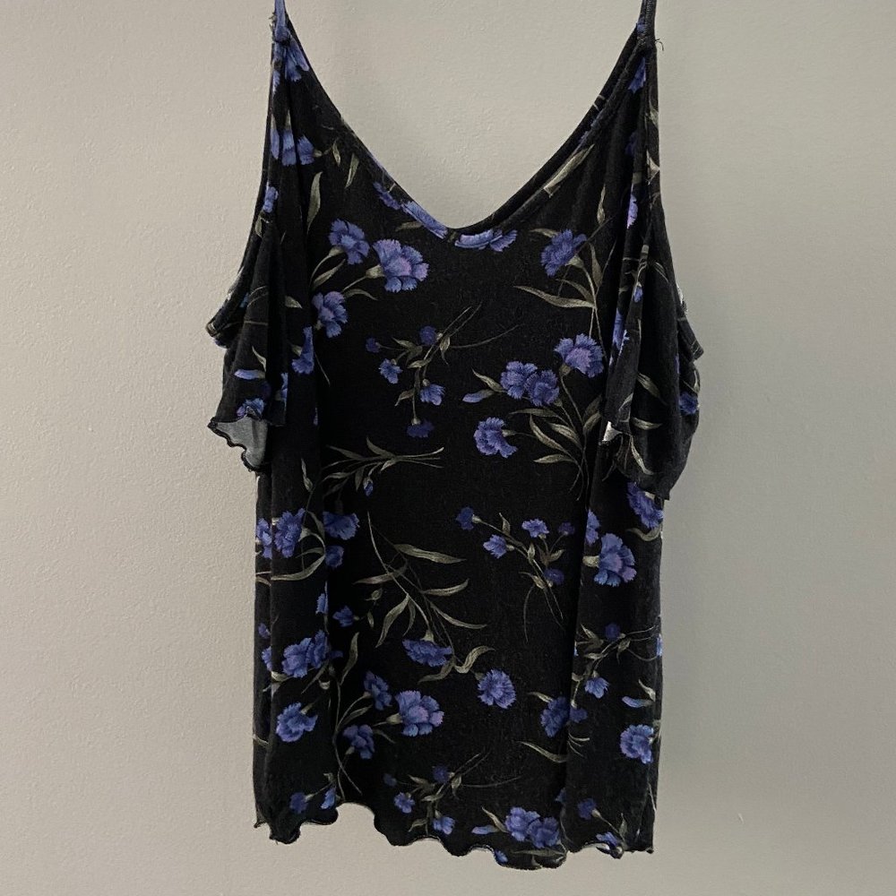 American Eagle black floral blouse